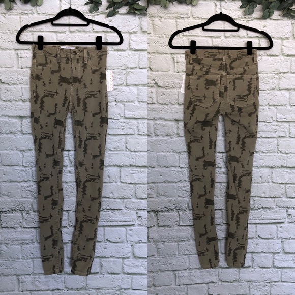 Free People Green Long & Lean High Waist Size 24 - Picture 2 of 9